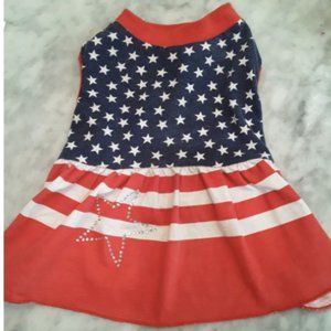 Top paw medium americana dog dress red white blue